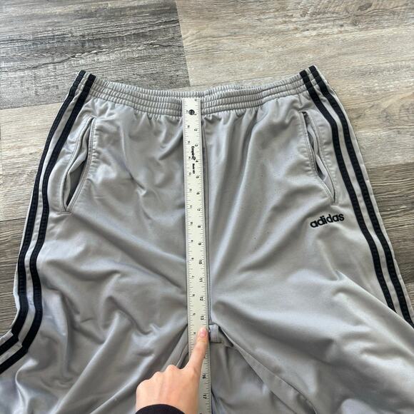 Vintage Y2K Adidas Gray Black 3 Striped Mens L‎ Break Away Track Pants Tear Away - Picture 11 of 13